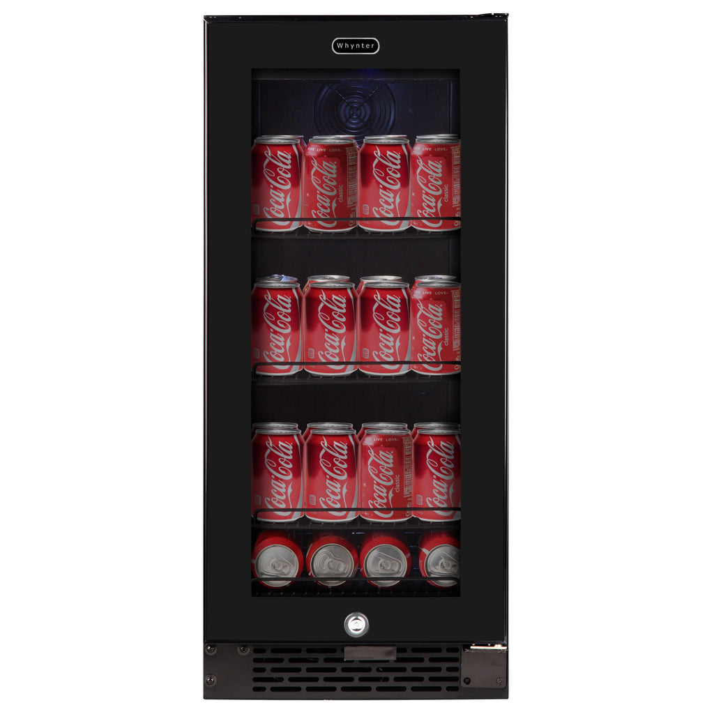 Black Glass 80-Can 3.4 Cu ft. Beverage Refrigerator M129539