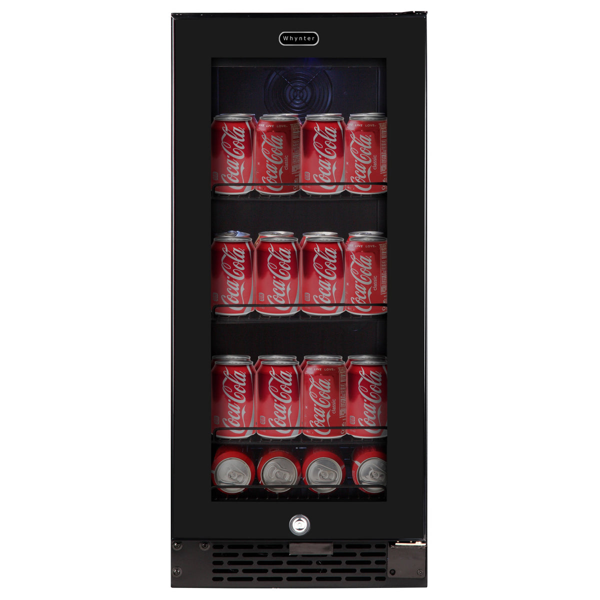 Black Glass 80-Can 3.4 Cu ft. Beverage Refrigerator M129539