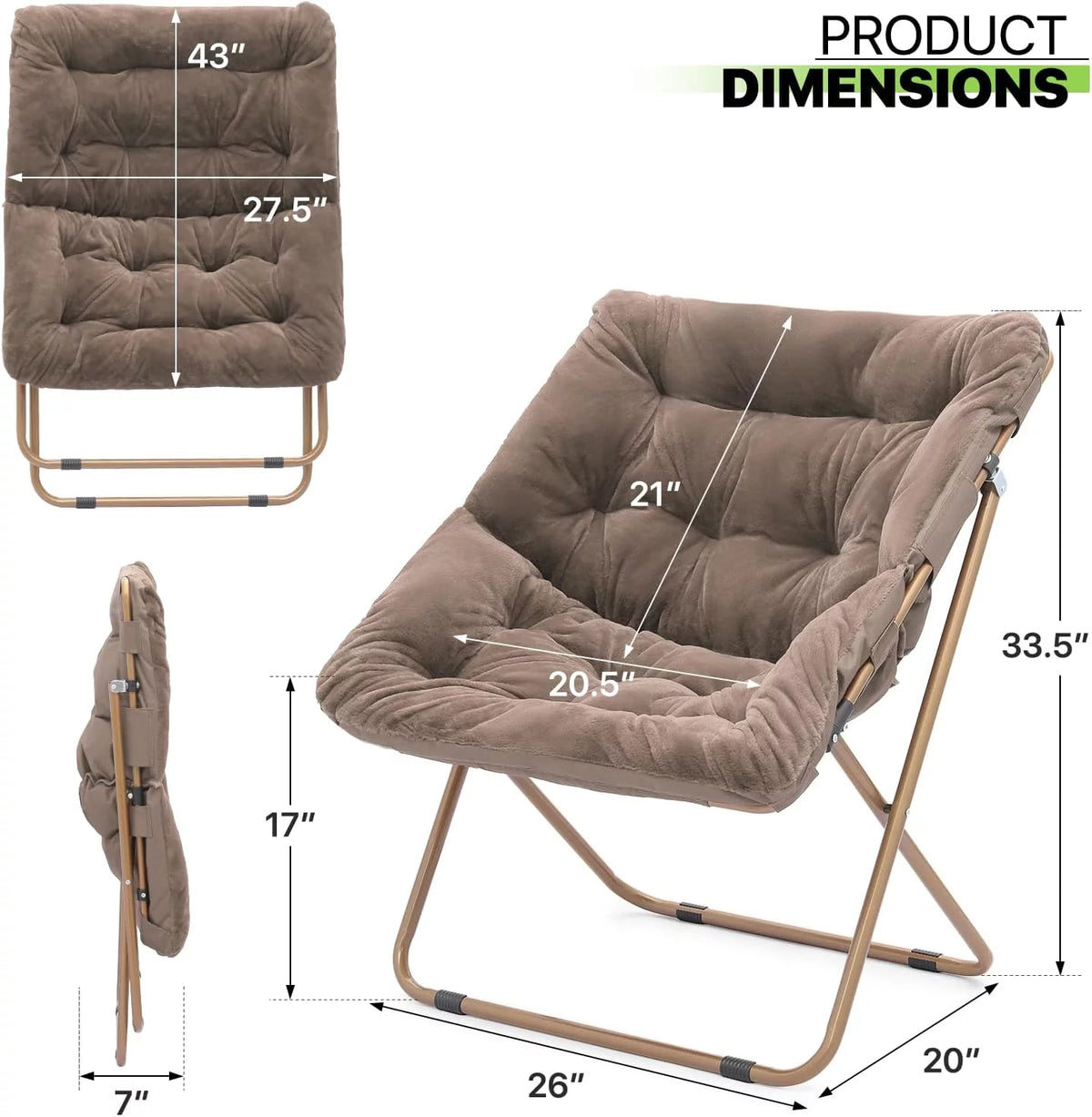 Oversized Foldable Beige Saucer Chair W17051