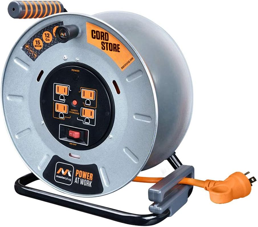 75 Feet 12AWG Power Outlet Cord Reel with USB Charging Ports T32150
