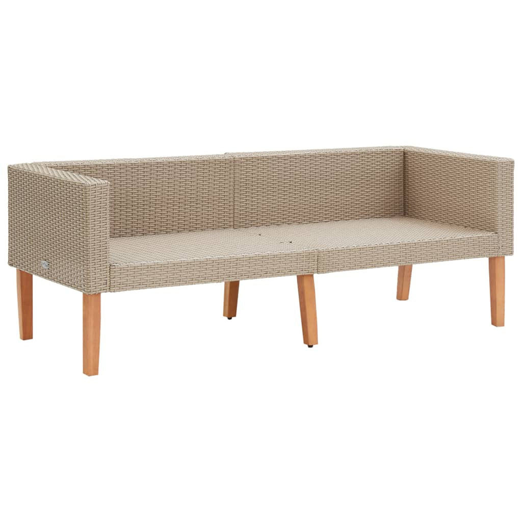 Beige Poly Rattan 2-Seater Patio Sofa with Cushions Z24475