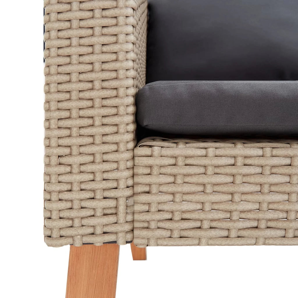 Beige Poly Rattan 2-Seater Patio Sofa with Cushions Z24475