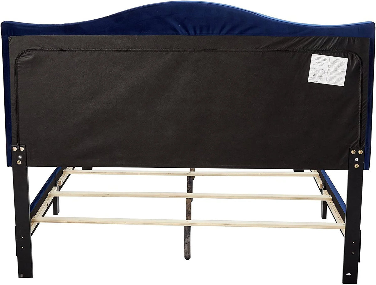 Blue Velvet King Size Upholstered Panel Bed V800