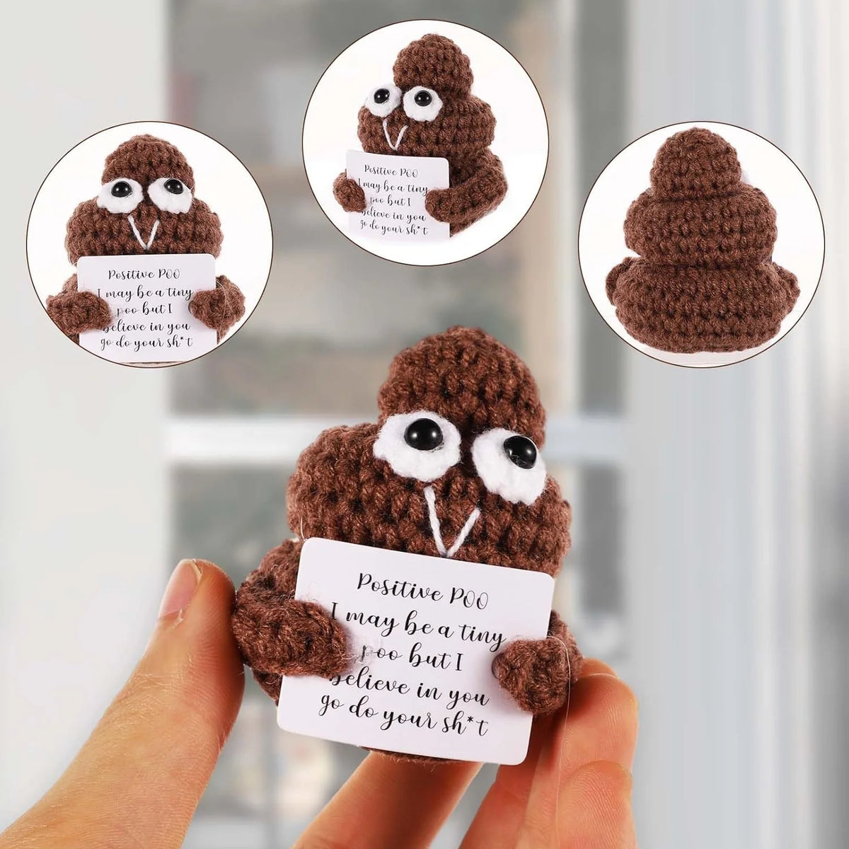 3 Inch Crochet Doll with Positive Cards O221756