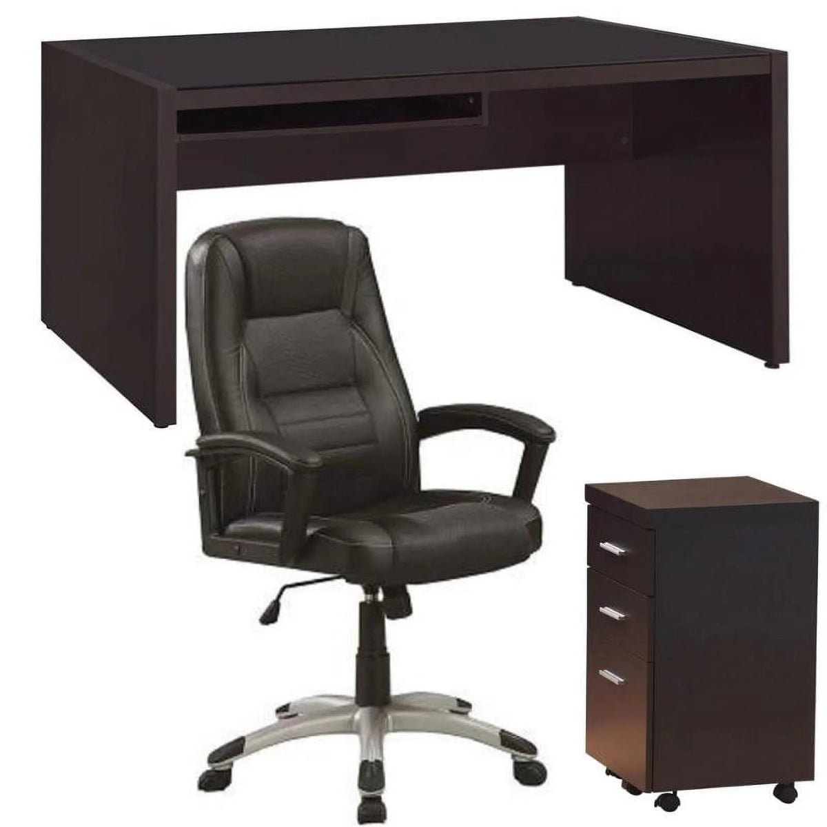 3 Piece Office Chair File Cabinet and Computer Desk Set I78236
