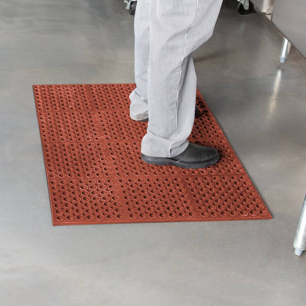 Red Grease-Resistant Rubber Anti-Fatigue Floor Mat W993222