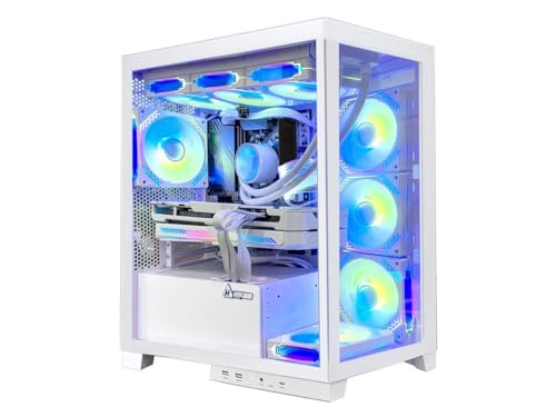 White Gaming PC Desktop Computer with AMD Ryzen 7 5700X, RTX 4060 8G, 32GB DDR4 RAM, 1TB M.2 PCIE + 2TB SATA SSD, Windows 11 Pro B291