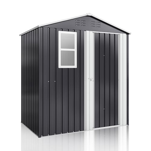 Grey Metal Outdoor Storage Shed T202353