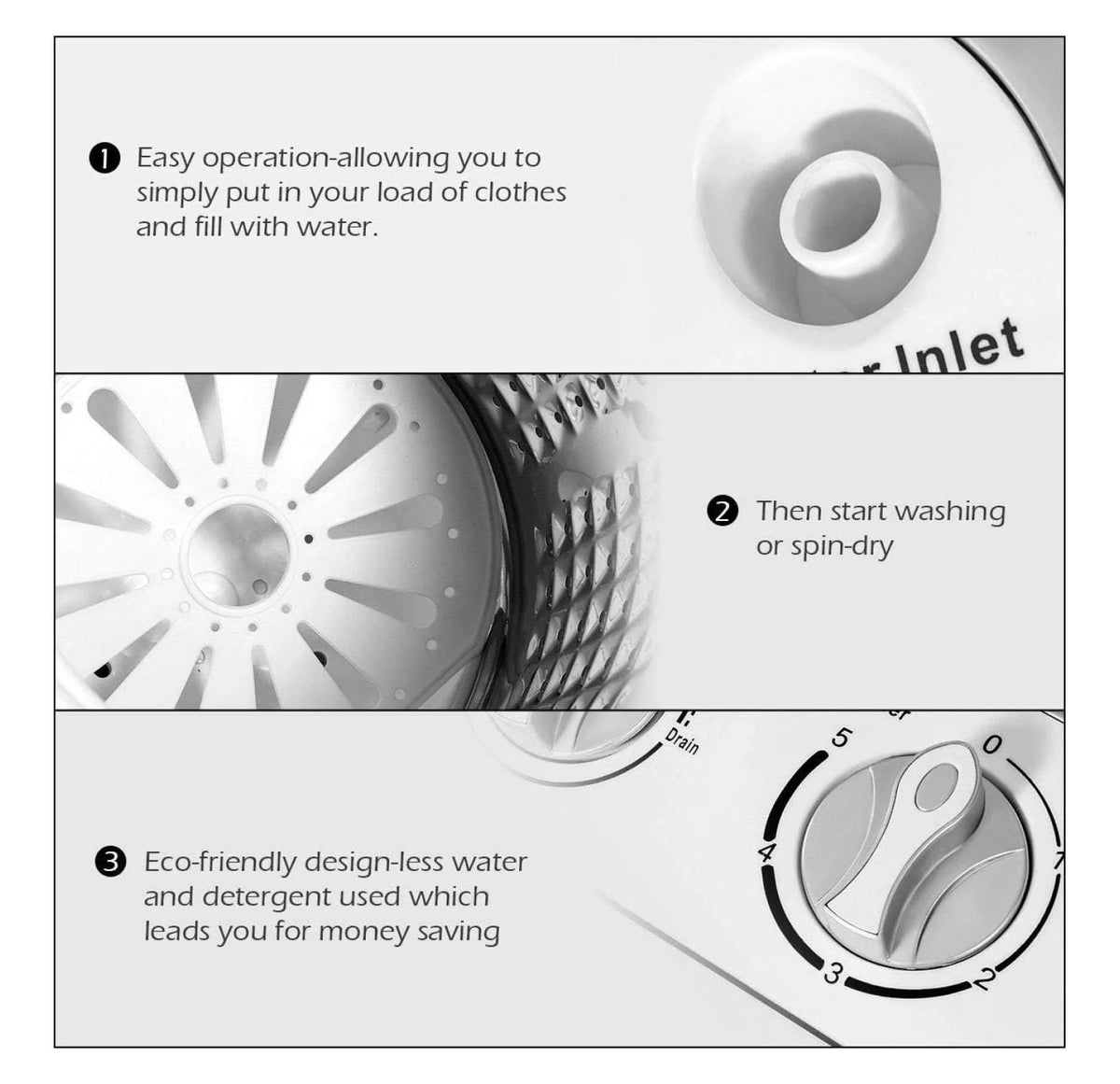 Compact Mini Washer Machine with 8 lbs Washing and 5 lbs Spin Dryer W6244