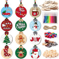 12 Styles Unfinished Wooden Christmas Ornaments Kit with Paint Pens O264