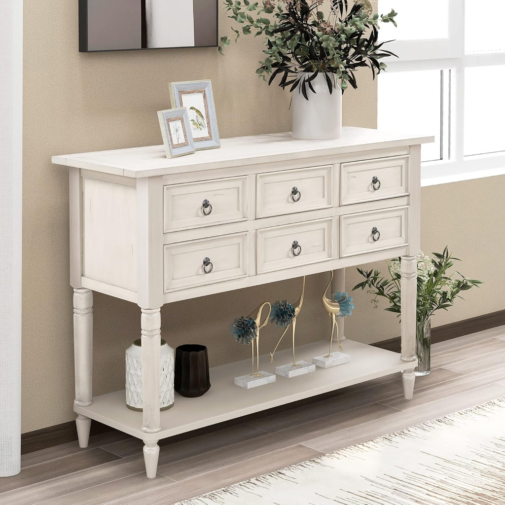 Navy Blue 6 Drawer Sideboard Console Table J4813