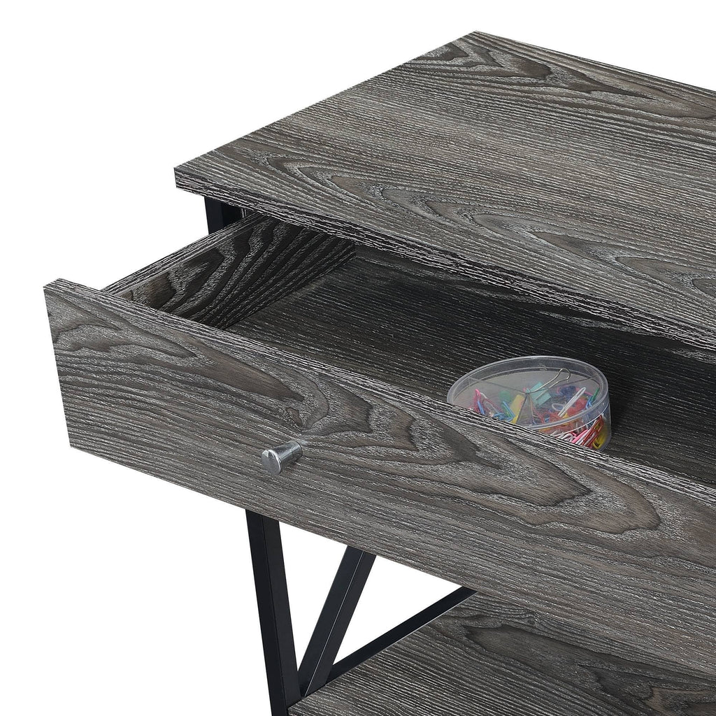 Weathered Gray/Black 1 Drawer Console Table with Shelves B874536