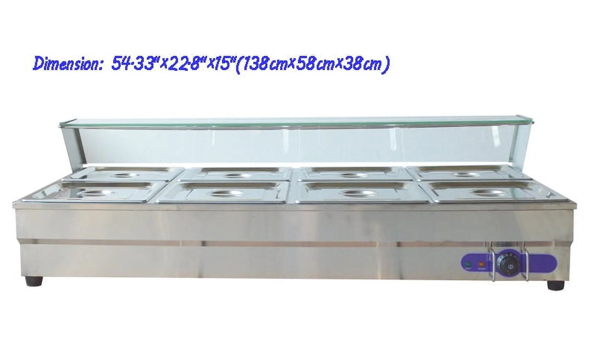 8-Pan Bain-marie Buffet Food Warmer with Glass Guard E99349