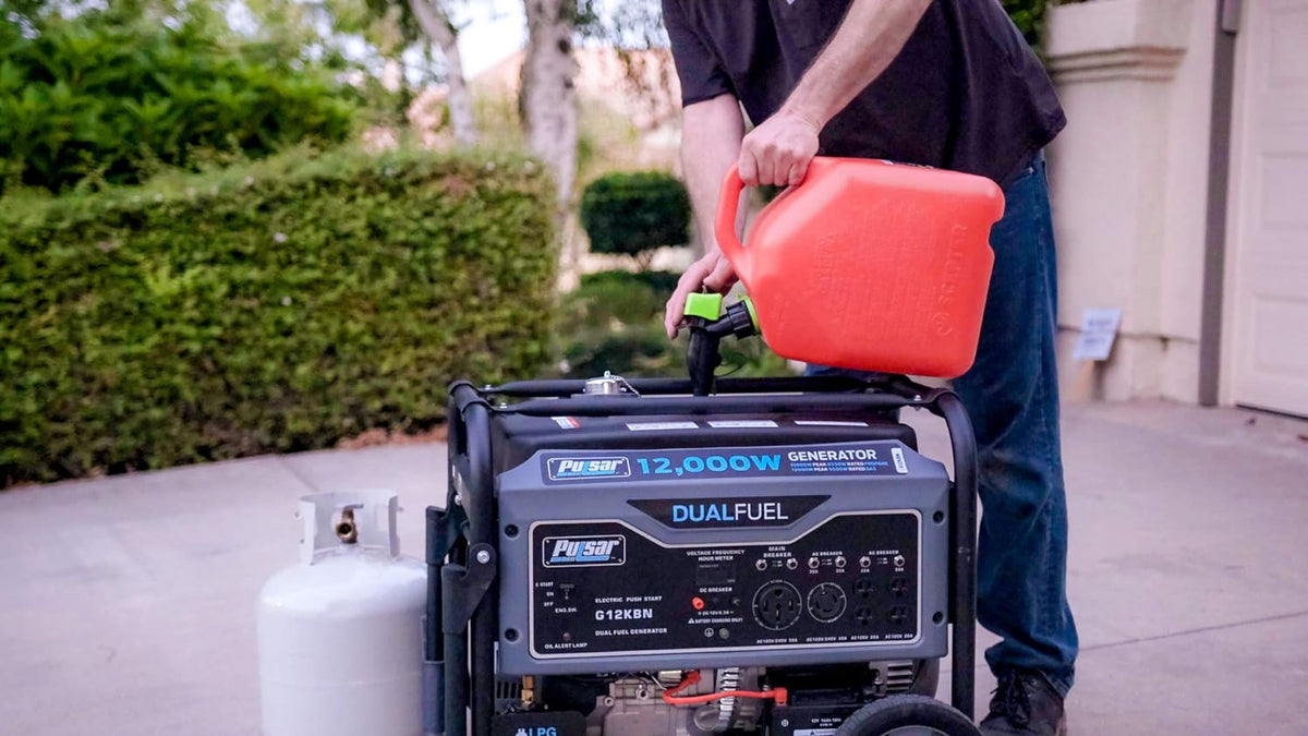 Heavy Duty Portable Dual Fuel Generator - 9500 Rated Watts & 12000 Peak Watts - Gas & LPG - Electric Start P215