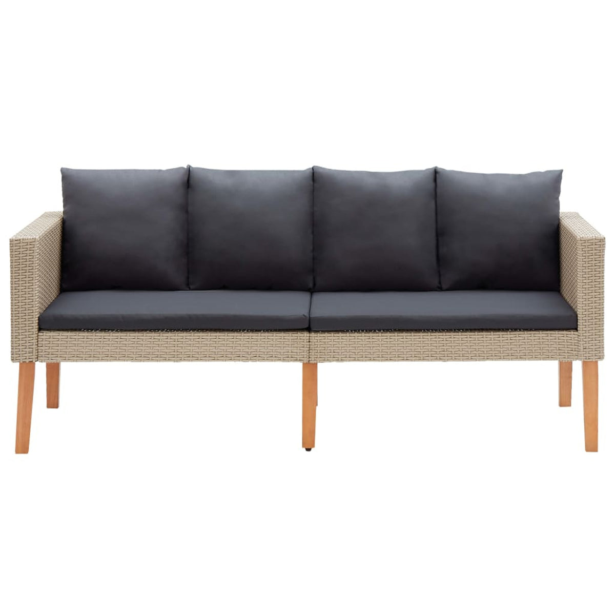Beige Poly Rattan 2-Seater Patio Sofa with Cushions Z24475