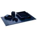 Navy Blue Bonded Leather 5-Piece Desk Set A656