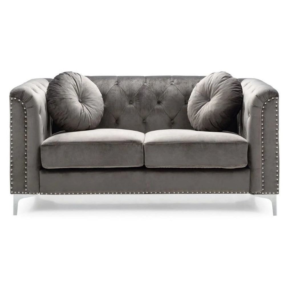 Dark Gray Velvet Sofa and Loveseat 2-Piece Set S336
