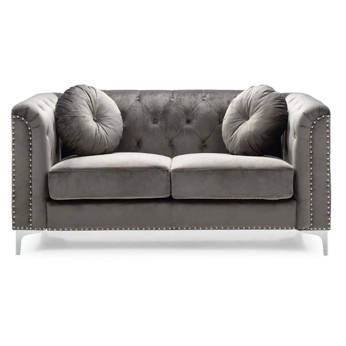 Dark Gray Velvet Sofa and Loveseat 2-Piece Set S336