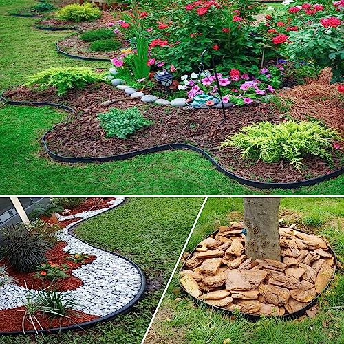 Brown 20Ft Plastic Garden Edging with Ground Stakes D251