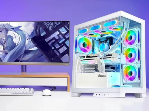White Gaming PC Desktop Computer with AMD Ryzen 7 5700X, RTX 4060 8G, 32GB DDR4 RAM, 1TB M.2 PCIE + 2TB SATA SSD, Windows 11 Pro B291
