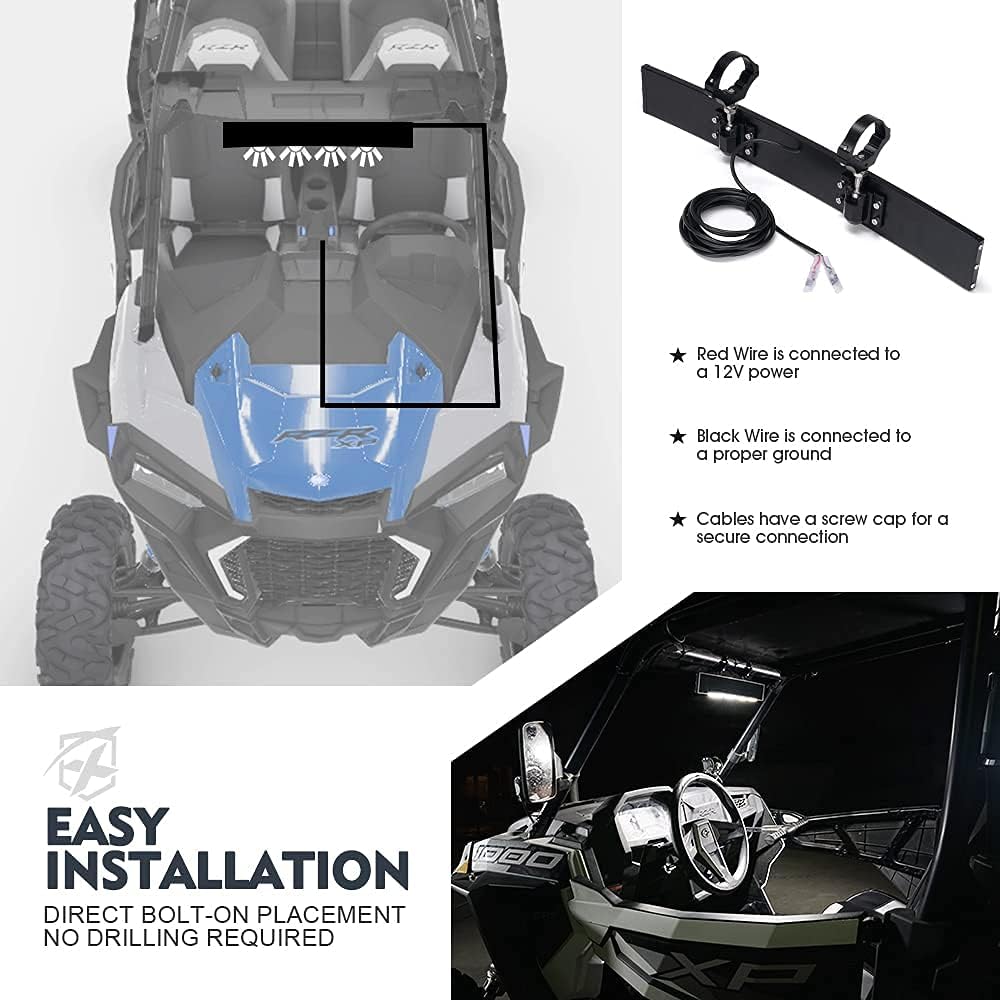 Aluminum UTV Rear View Center Mirror with Interior Lights B18007