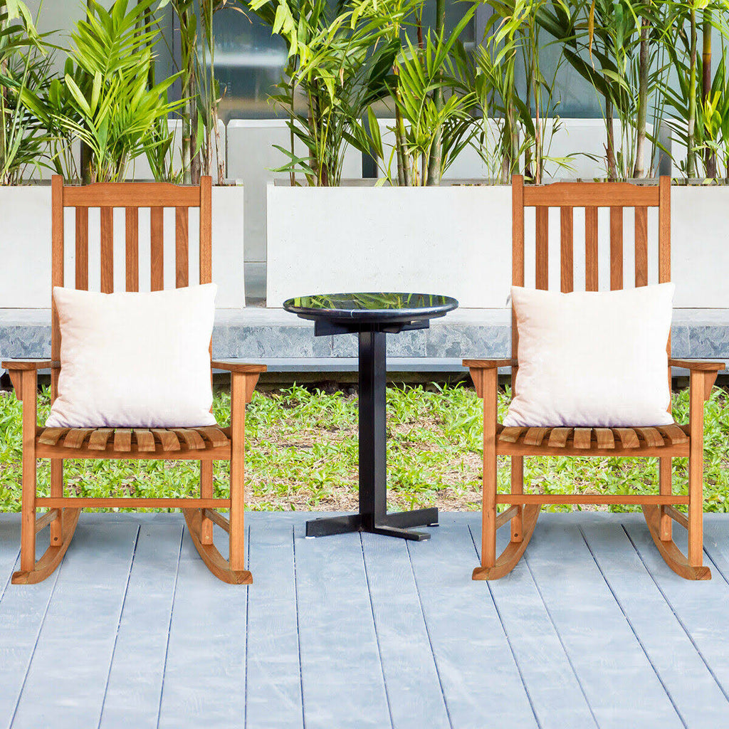 2 Pcs Outdoor Eucalyptus Rocking Chair M3940