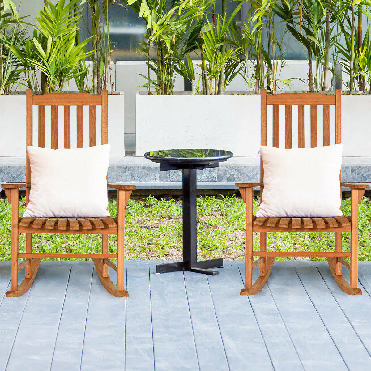2 Pcs Outdoor Eucalyptus Rocking Chair M3940