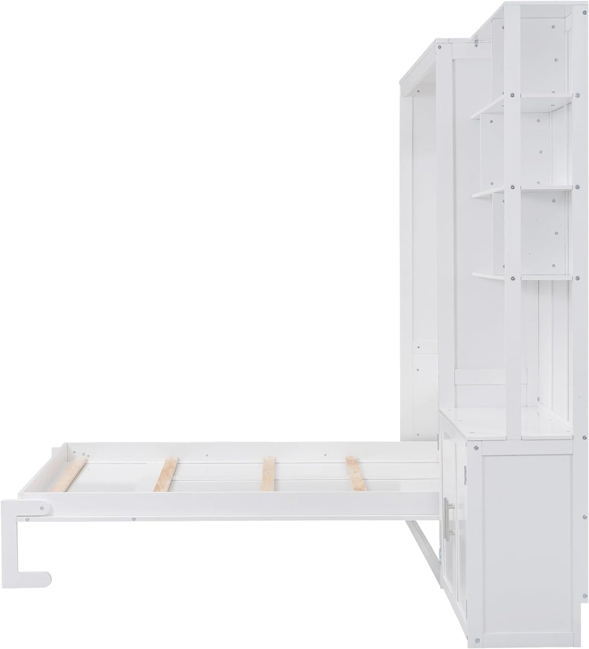 White Full Size Murphy Bed with Storage Cabinet and Shelves C692627