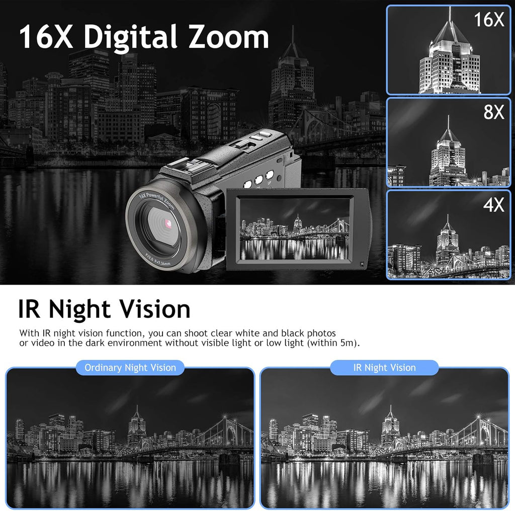 4K 48MP Ultra HD WiFi Digital Camera Camcorder with Microphone R849621