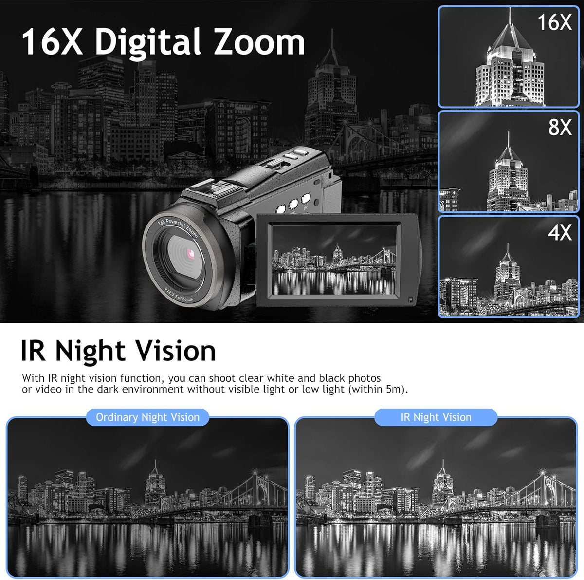 4K 48MP Ultra HD WiFi Digital Camera Camcorder with Microphone R849621