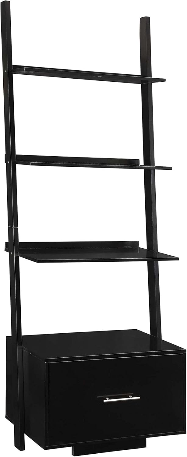 Gray Ladder Bookcase with File Drawer P522