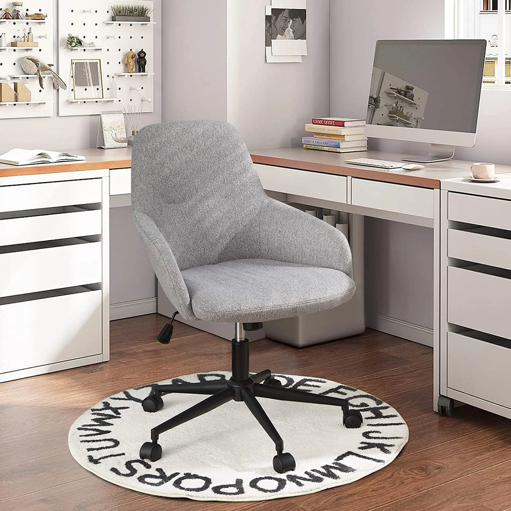Grey Linen Fabric Upholstered Office Chair W923397