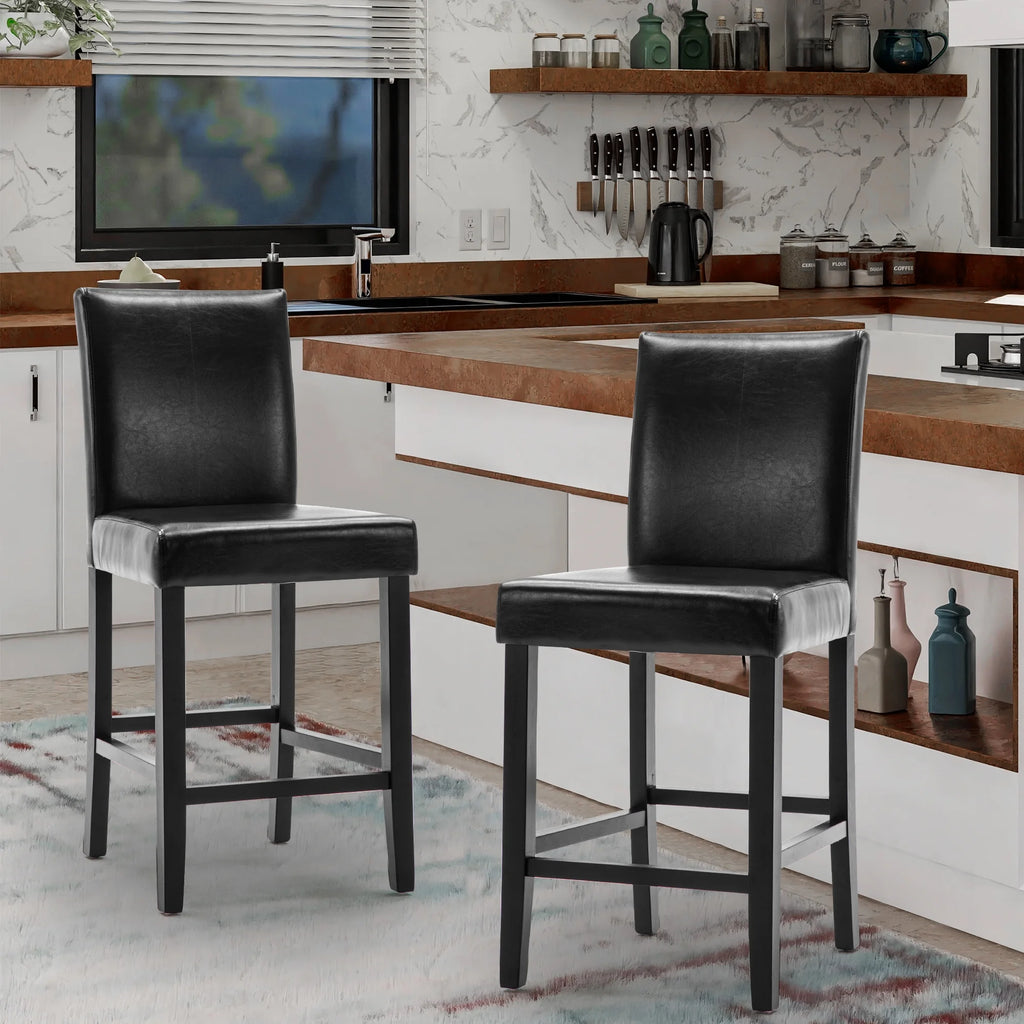 Black PU Leather Bar Stools, Set of 2 C969