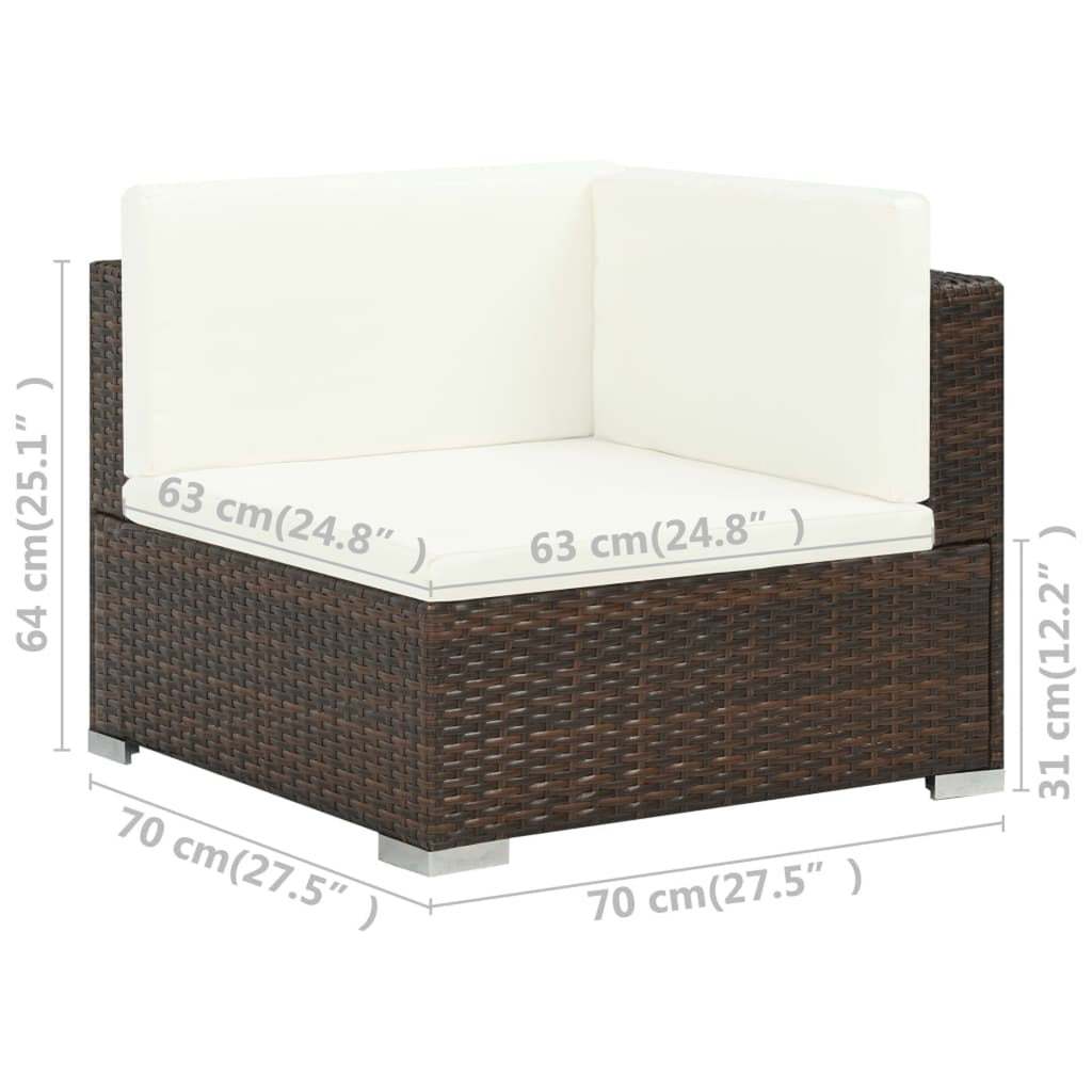 6 Piece White Cushioned Poly Rattan Patio Conversation Set with Coffee Table K10796