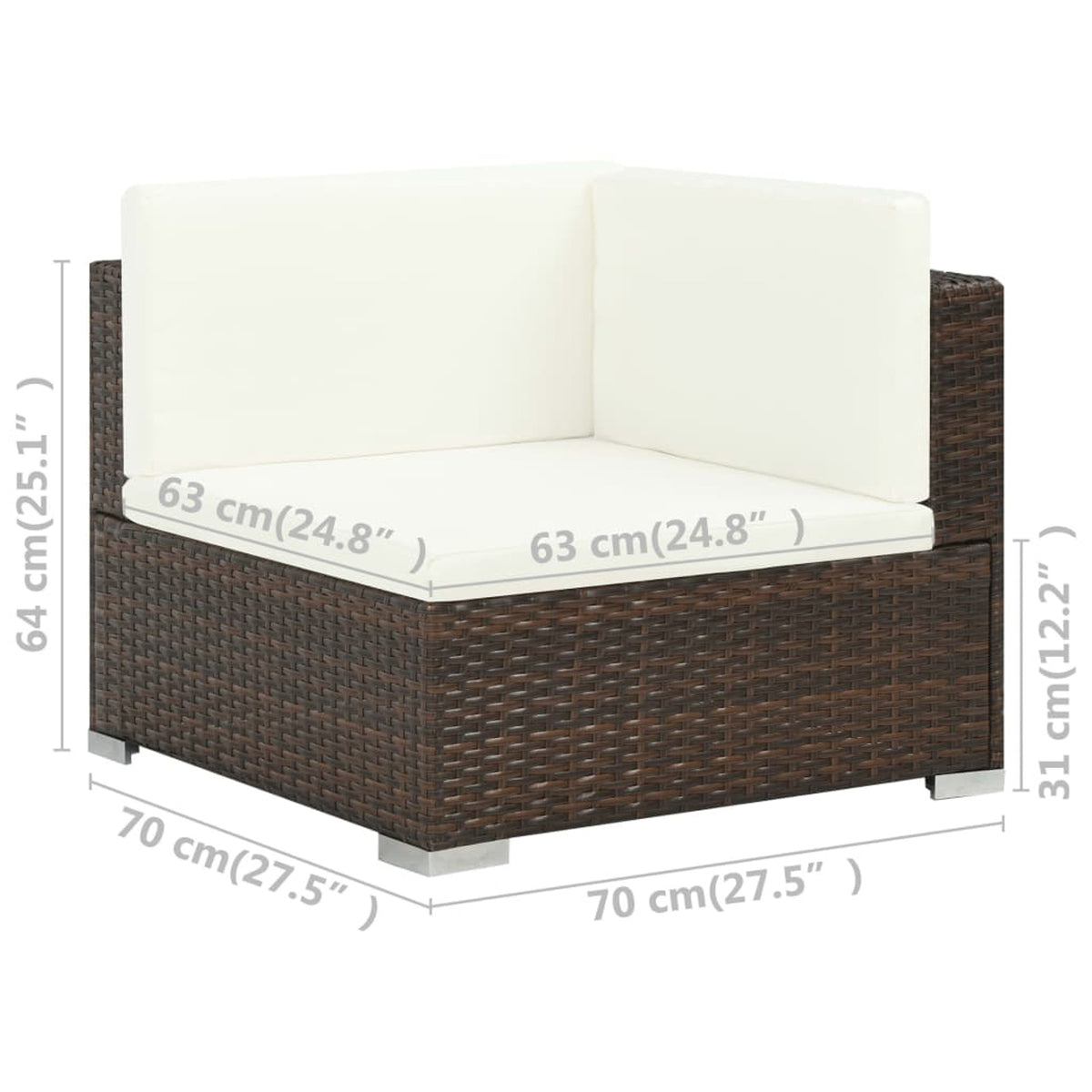 6 Piece White Cushioned Poly Rattan Patio Conversation Set with Coffee Table K10796