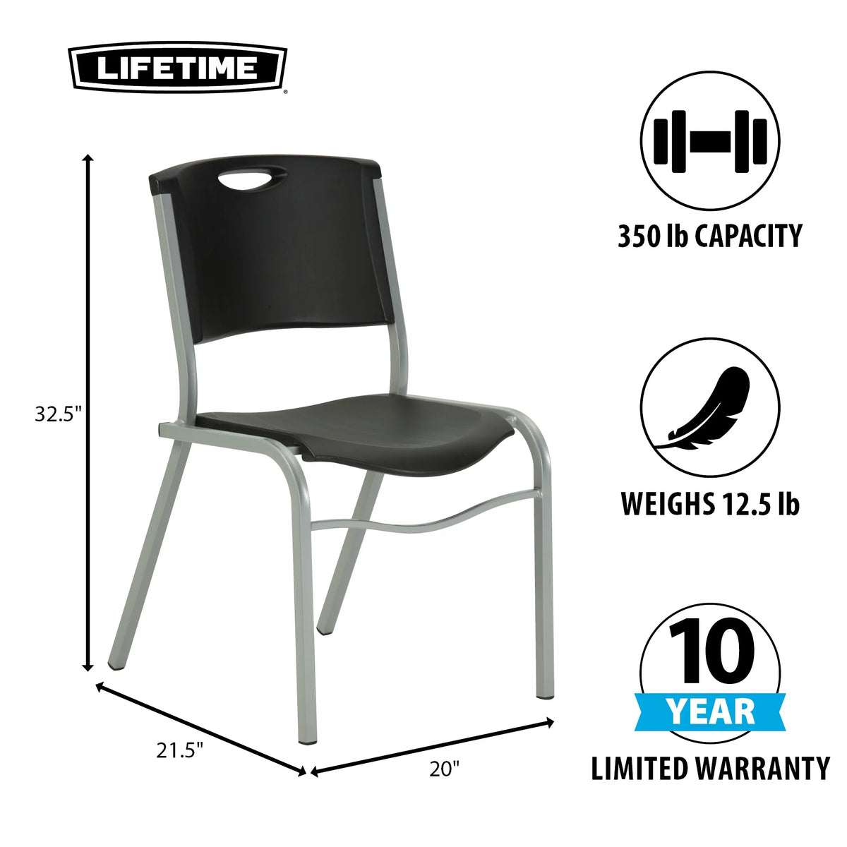 Black Plastic Stacking Chair 4 Pack Y840160