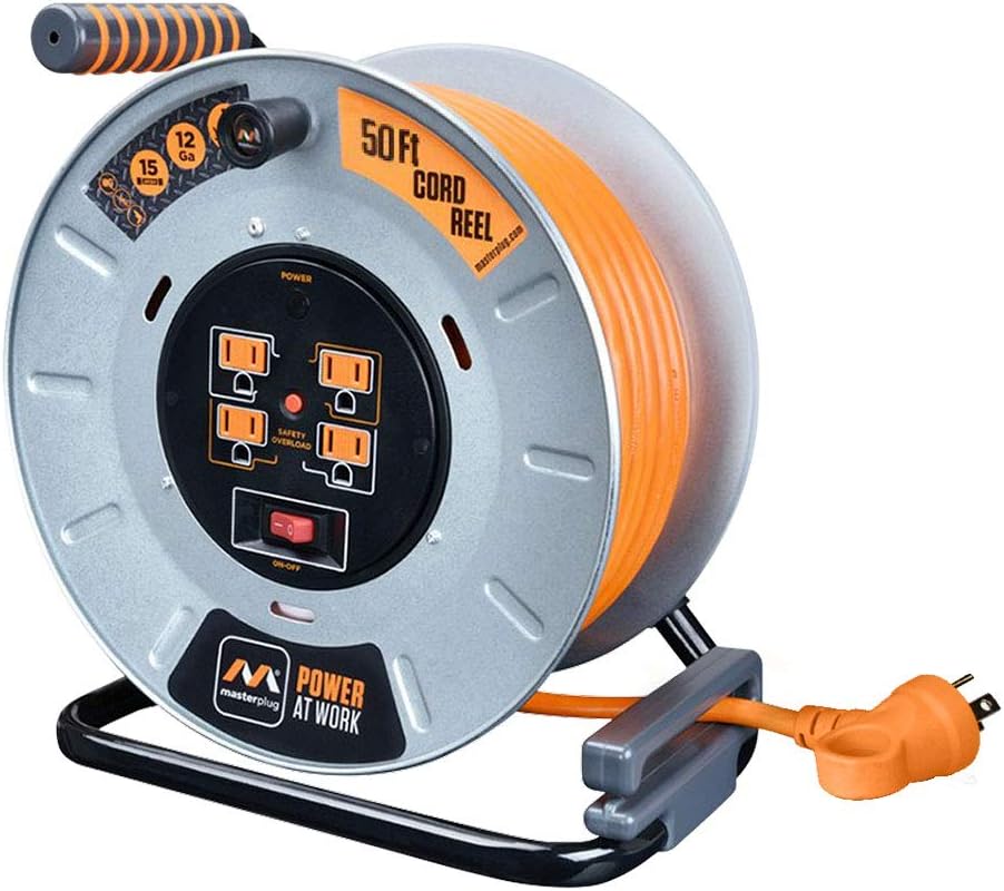 75 Feet 12AWG Power Outlet Cord Reel with USB Charging Ports T32150