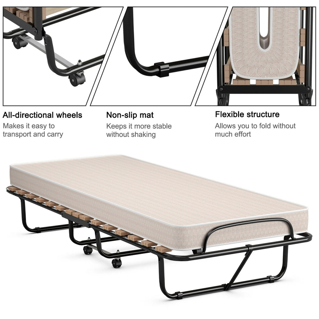 Folding Bed with Memory Foam Mattress B9271