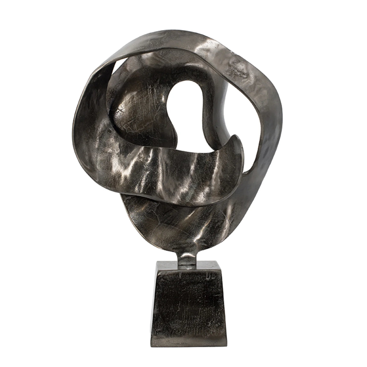 Black Abstract Sculpture on Pedestal Base D2673