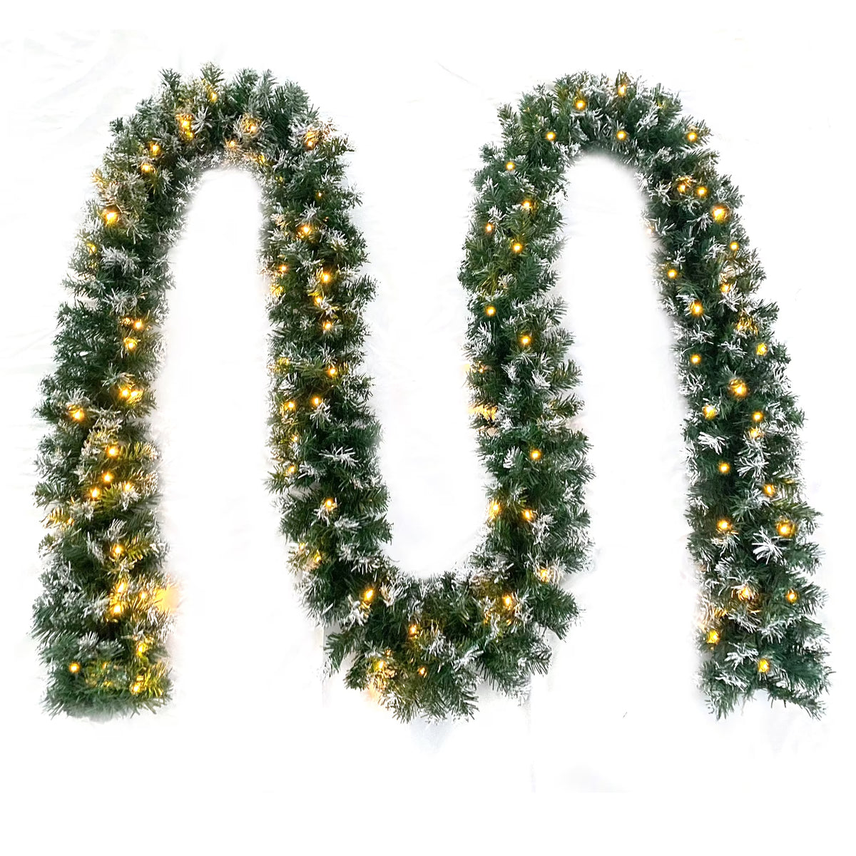 18ft Snow Flocked Christmas Garland with 50 LED Lights and Timer D710
