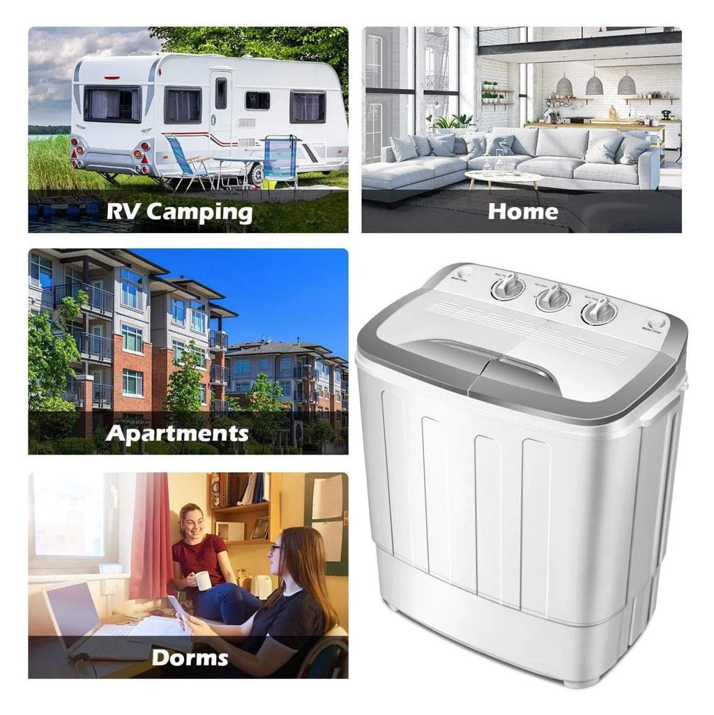 Compact Mini Washer Machine with 8 lbs Washing and 5 lbs Spin Dryer W6244