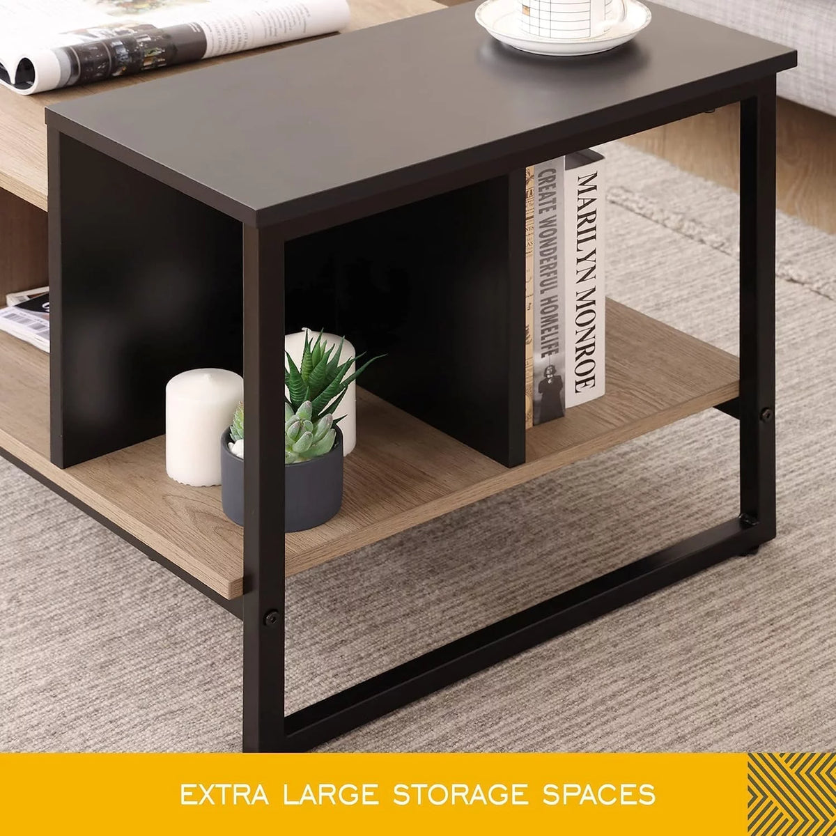 Lift Top Coffee Table with 2-Level Tabletop, Industrial Wood Coffee Table with Metal, 31.5" U3950