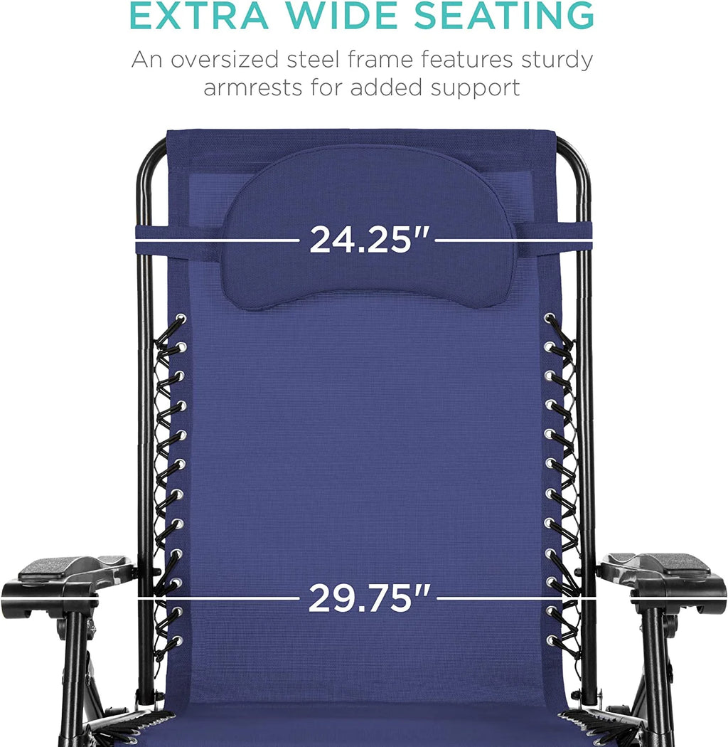 Oversized Zero Gravity Chair with Cup Holder and Pillow W3842