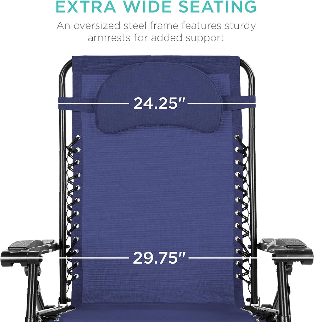 Oversized Zero Gravity Chair with Cup Holder and Pillow W3842