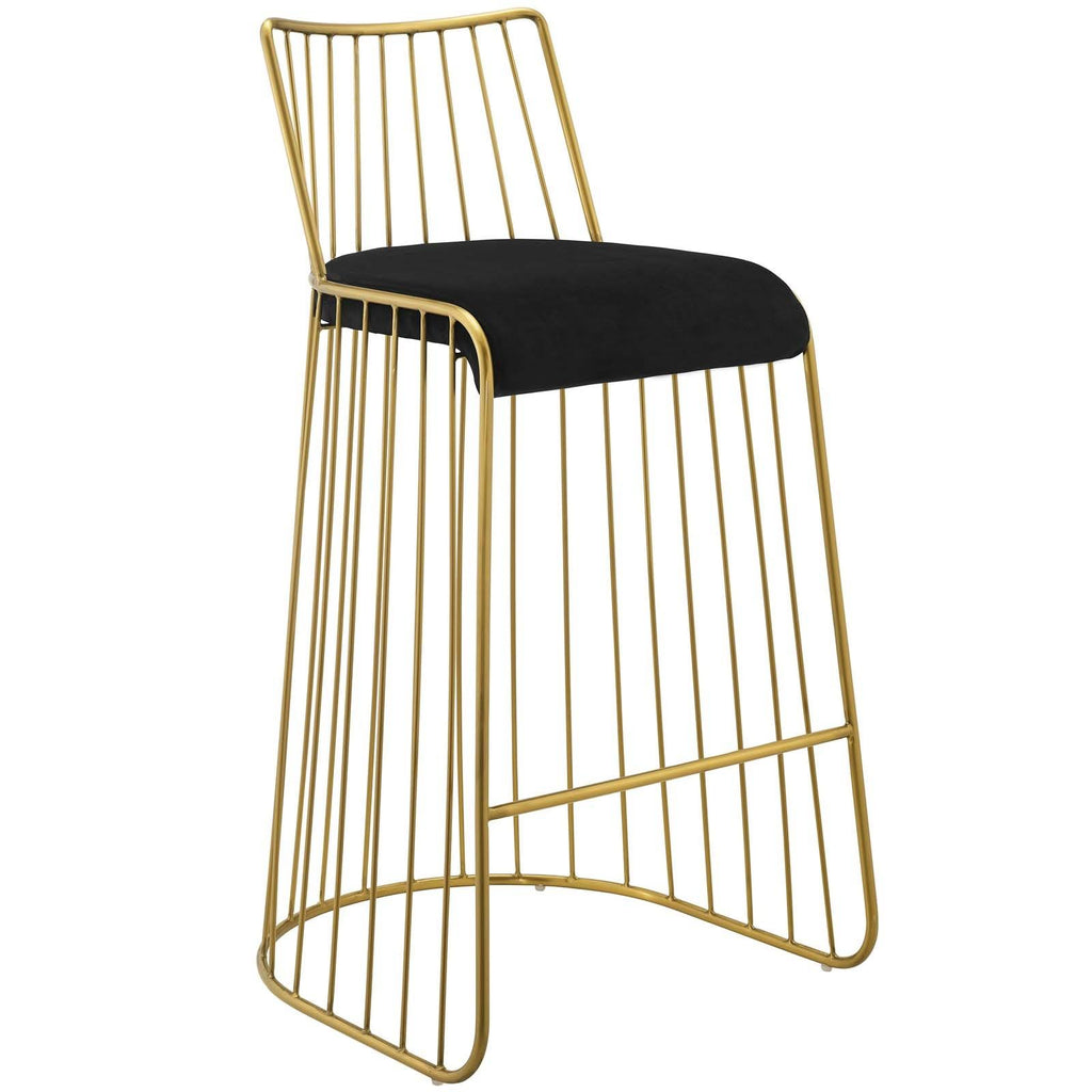 Gold Stainless Steel Velvet Bar Stool Q6884