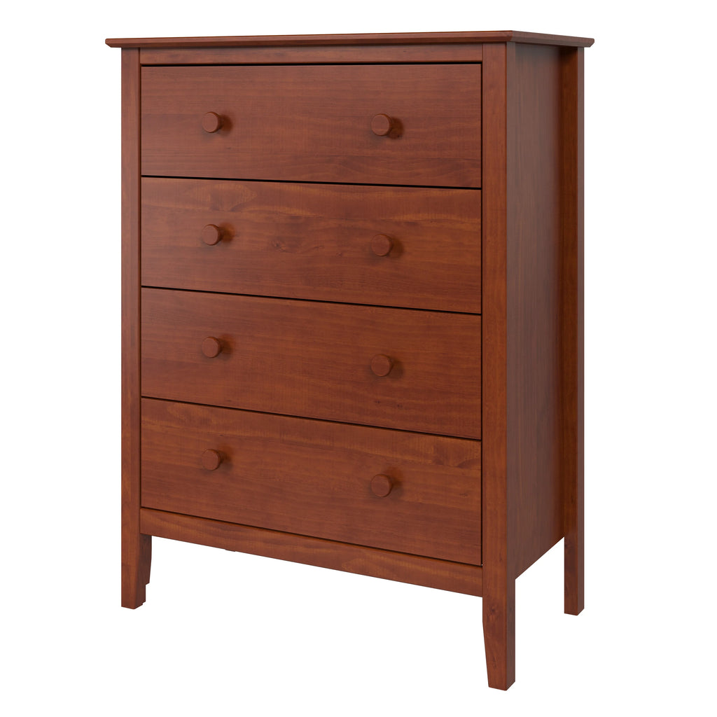 Solid Wood Four Drawer Chest of Dressers Pecan W3300