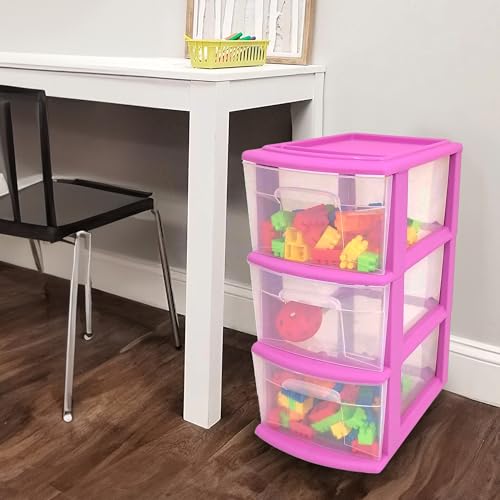 3-Tier Clear Plastic Storage Organizer Cart with Wheels P7534
