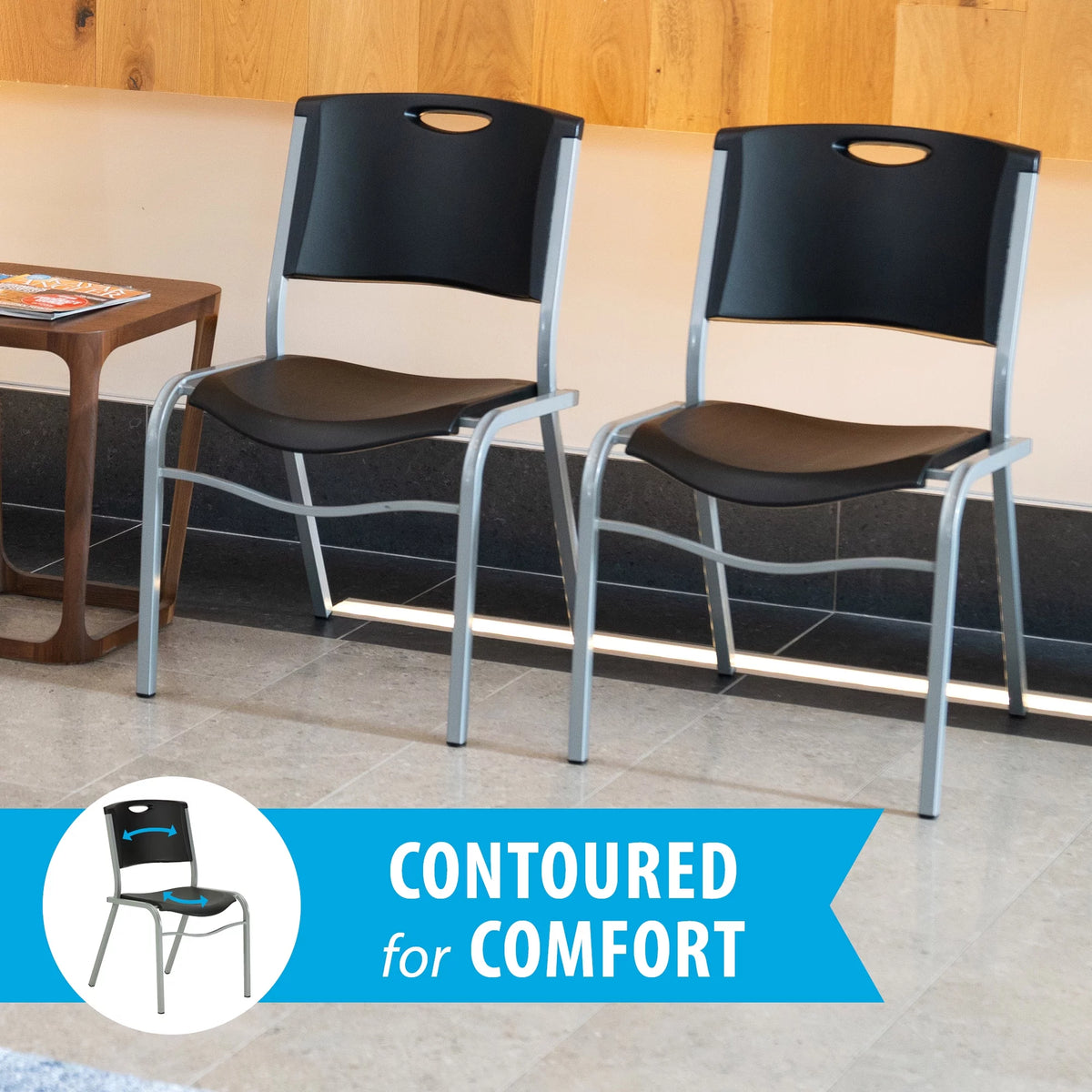Black Plastic Stacking Chair 4 Pack Y840160
