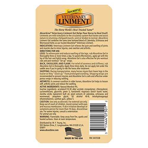 Absorbine Veterinary Liniment Gel Topical Menthol Analgesic Rub A962