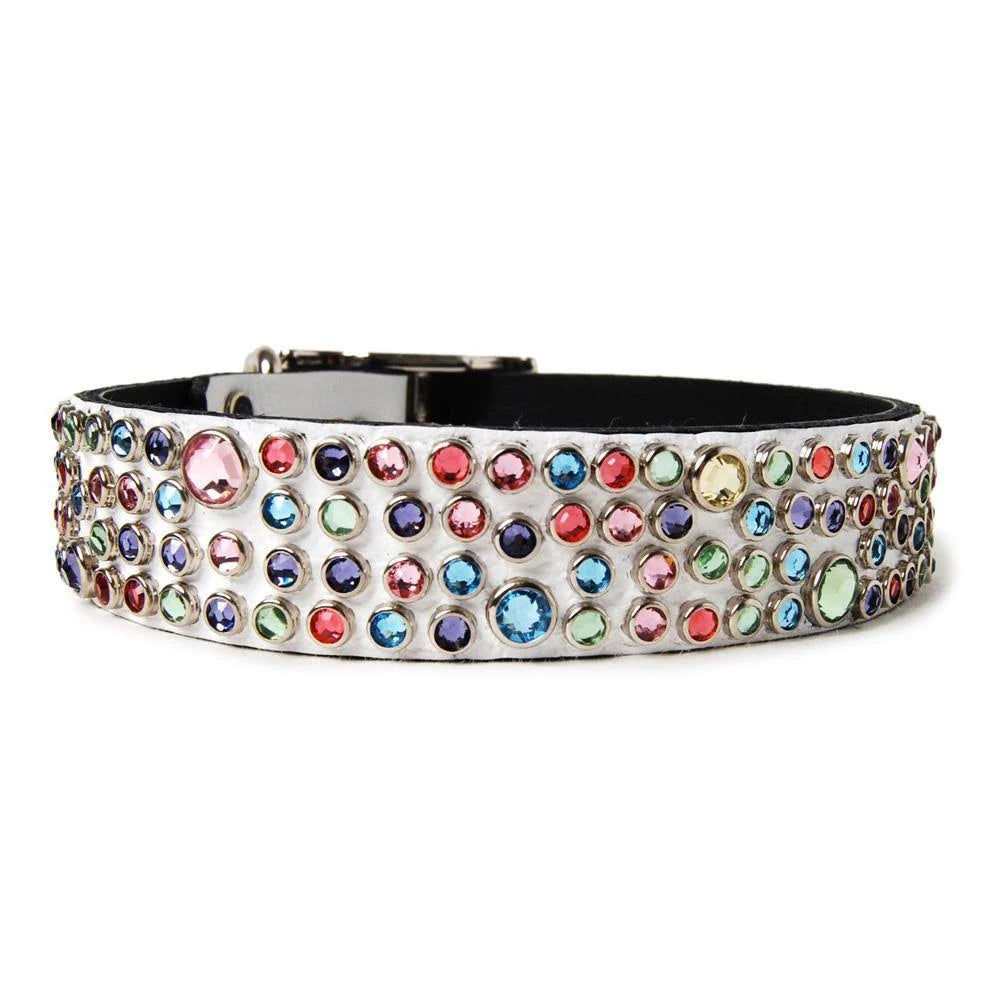 White Leather Dog Collar Size 16 R350